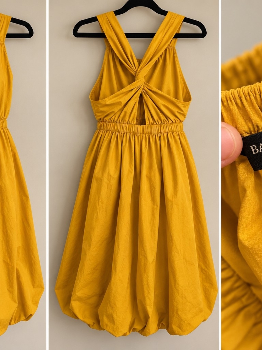 Banana Republic Factory mustard Bubble-Hem Taffeta Midi Dress – Size XL